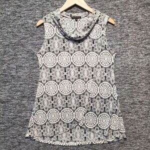 Caroline Morgan Top Womens 8 White Sleeveless Cowl‎ Neck Crossover Mod Boho Chic